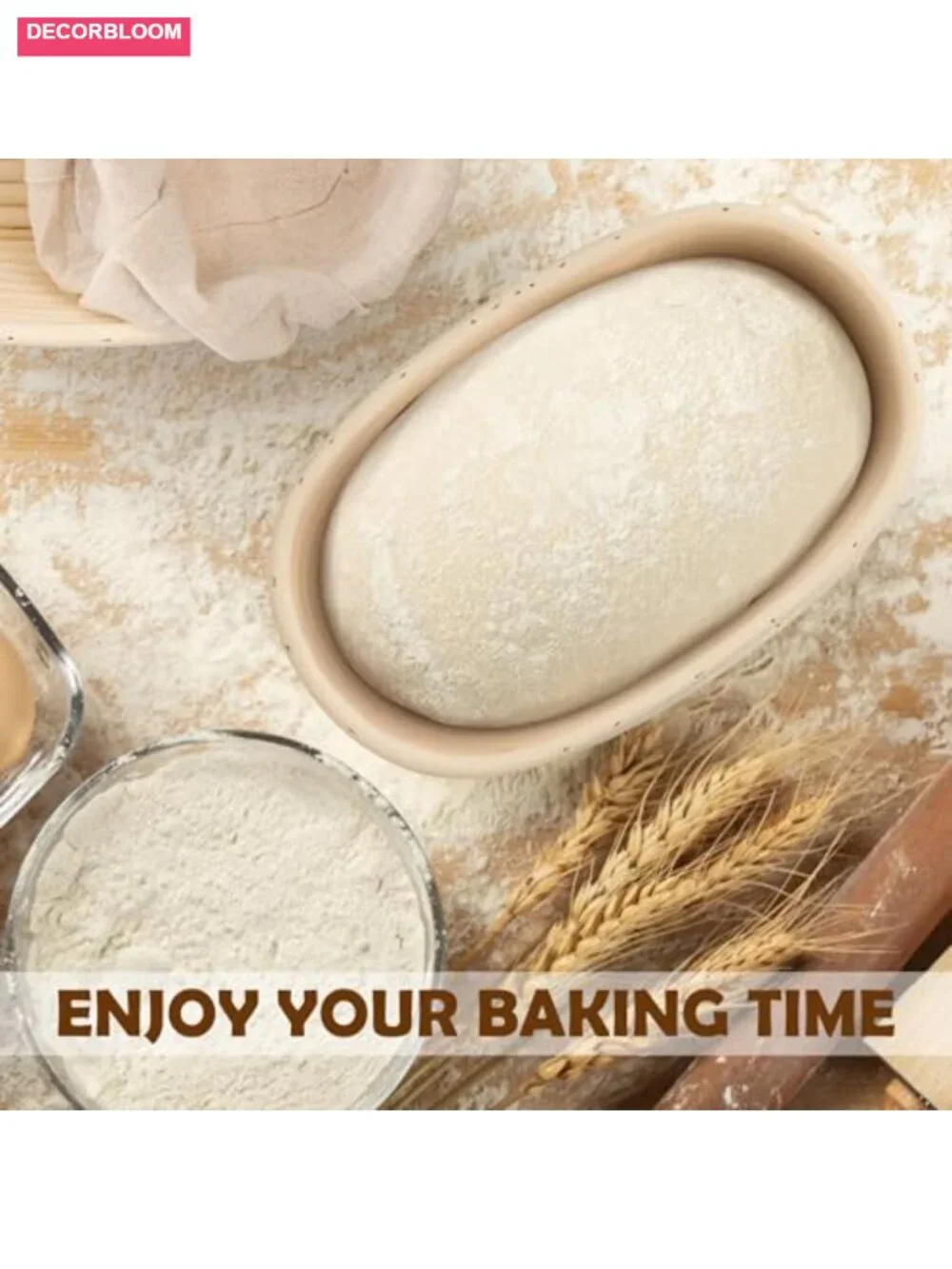 Sourdough Bread Proofing Basket Set of 2 Oval Rattan Dough Rising Bowls with